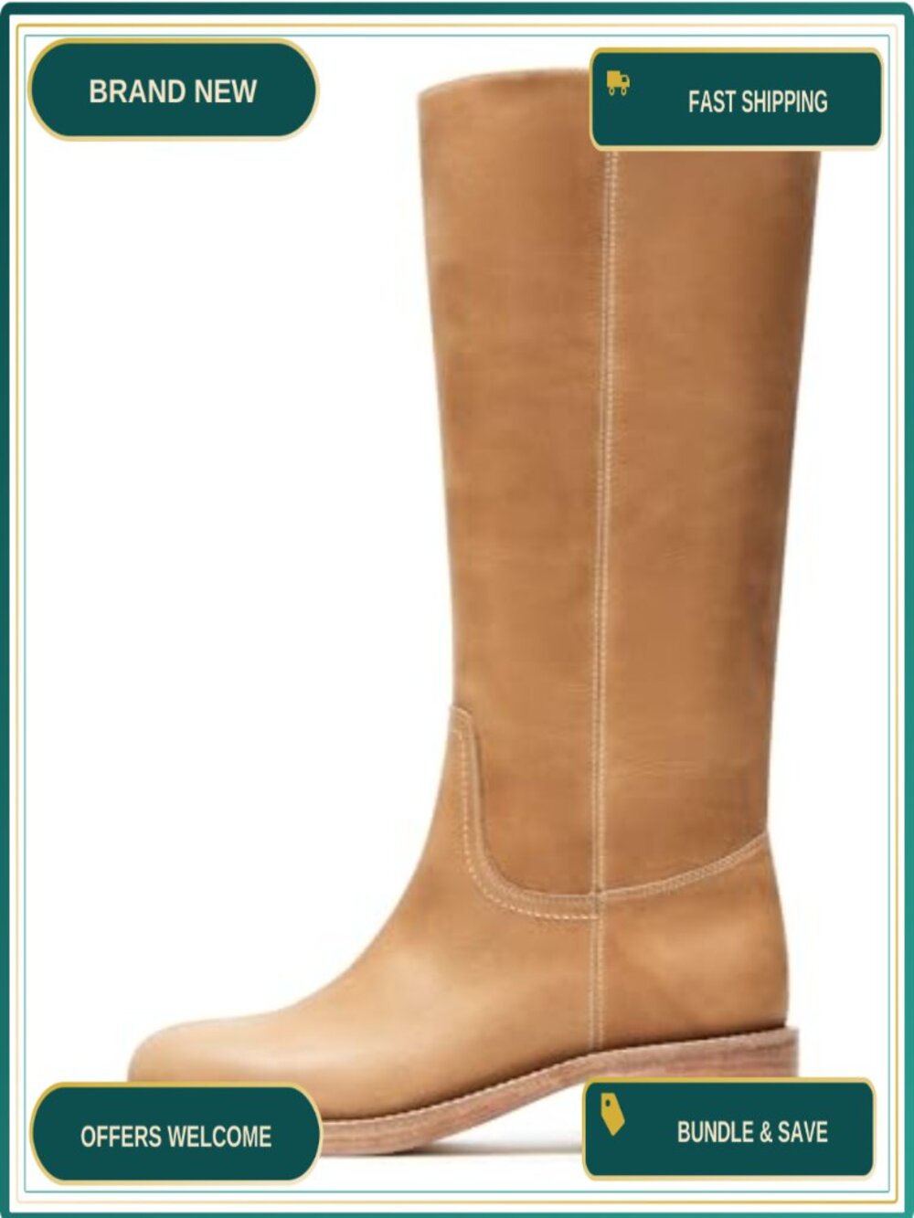 Women's Knee High Boots Block Heel Square Toe Wide Calf Pull On Faux Leather